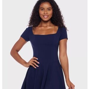 B Darlin Juniors' Scuba Crepe Square-Neck Fit & Flare Dress Size 5/6